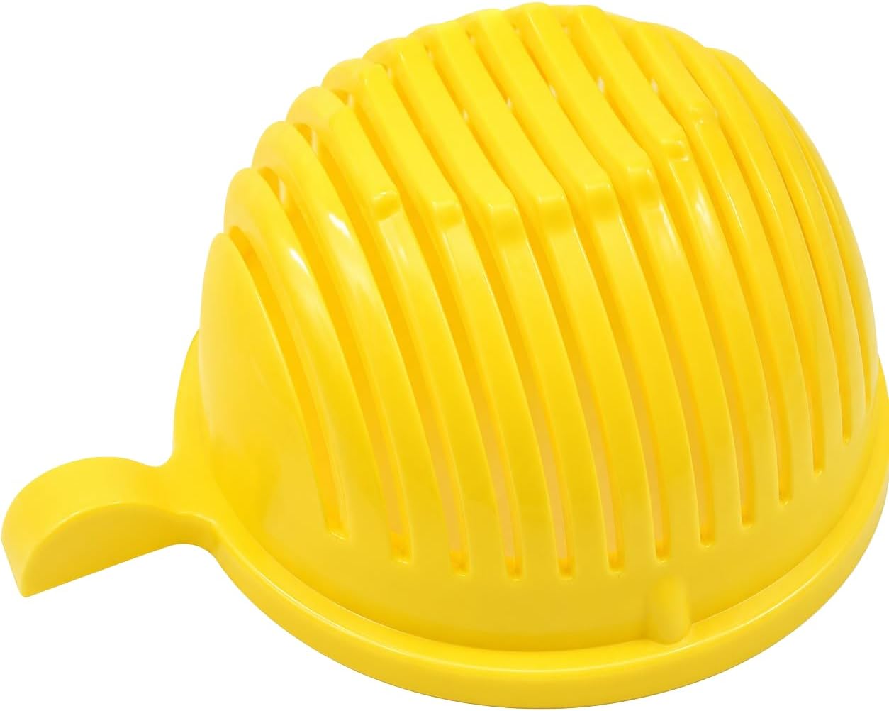 Salad Chopper Bowl with Slits, Fruit Vegetable Cutter, Yellow | BPA-free, dishwasher safe, meal prep, potlucks, picnics, camping, dorm kitchens, small households