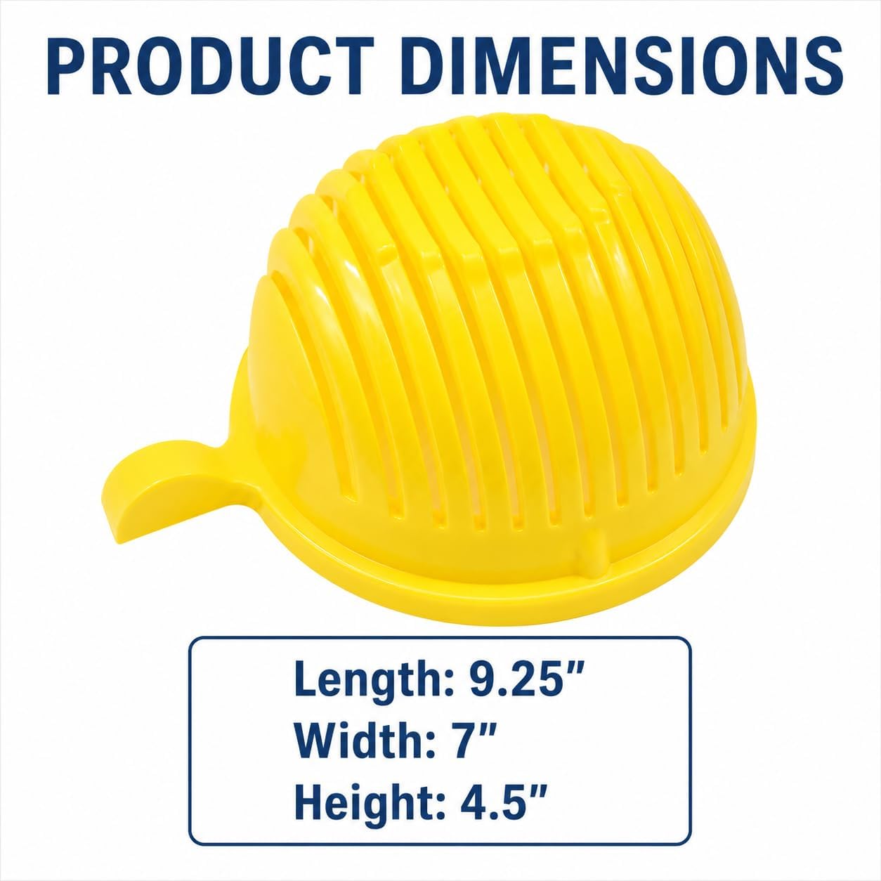 Salad Chopper Bowl with Slits, Fruit Vegetable Cutter, Yellow | BPA-free, dishwasher safe, meal prep, potlucks, picnics, camping, dorm kitchens, small households