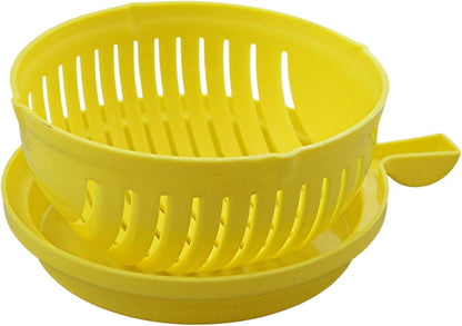 Salad Chopper Bowl with Slits, Fruit Vegetable Cutter, Yellow | BPA-free, dishwasher safe, meal prep, potlucks, picnics, camping, dorm kitchens, small households