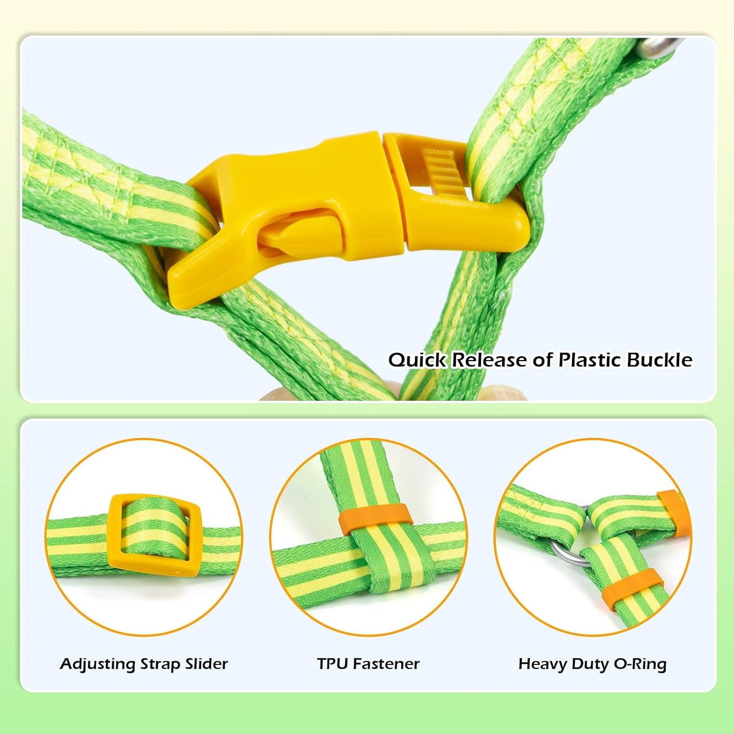 Step in Dog Harness for Small Dogs, Freedom Nylon Dog Halter Vests, Lightweight and Escape Proof Puppy Harness, Quick Fits for Small Medium and Large Dogs (Green & Yellow Stripe, XS)