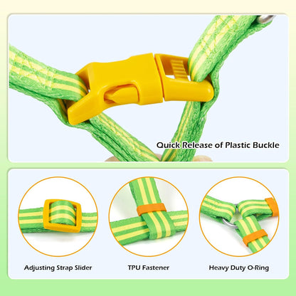 Step in Dog Harness for Small Dogs, Freedom Nylon Dog Halter Vests, Lightweight and Escape Proof Puppy Harness, Quick Fits for Small Medium and Large Dogs (Green & Yellow Stripe, XS)