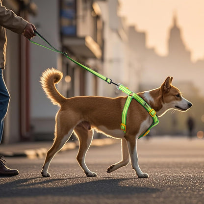 Step in Dog Harness for Small Dogs, Freedom Nylon Dog Halter Vests, Lightweight and Escape Proof Puppy Harness, Quick Fits for Small Medium and Large Dogs (Green & Yellow Stripe, XS)