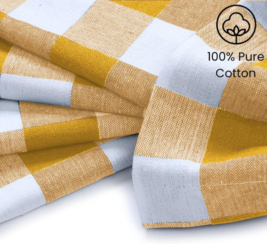 Cloth Dinner Napkins 100% Cotton Set of 6 - Soft Durable Washable - Ideal for Farmhouse Parties Wedding Christmas - Perfect Everyday Use Table Cloth Napkins Gingham Check 18x18 inch Yellow