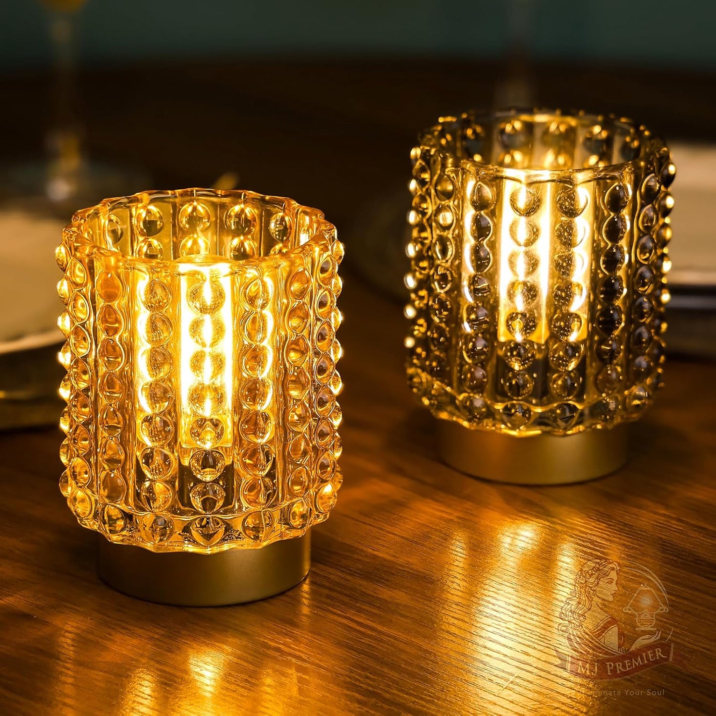 Battery Operated Lamp with Timer, Mini Crystal Table Lamps for Home Decor, Small Cordless Lamp for Areas No Outlets, Glass Battery Powered Lamps for Entryway, Bedroom, Bathroom, Shelf, Corner(Yellow)