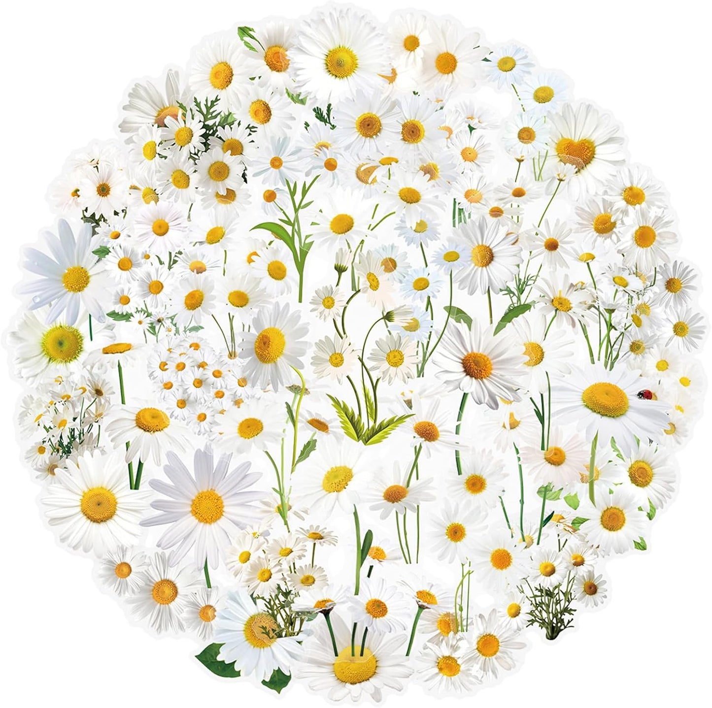 50pcs Transparent Yellow Flower Stickers for Scrapbooking Water Bottles Laptop Journaling,Cartoon Floral Sticker for Teens Planners,Cards,Gifts,Crafts,Art Projects,Glass Potion Bottles(Flower-C)