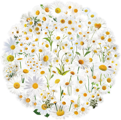 50pcs Transparent Yellow Flower Stickers for Scrapbooking Water Bottles Laptop Journaling,Cartoon Floral Sticker for Teens Planners,Cards,Gifts,Crafts,Art Projects,Glass Potion Bottles(Flower-C)