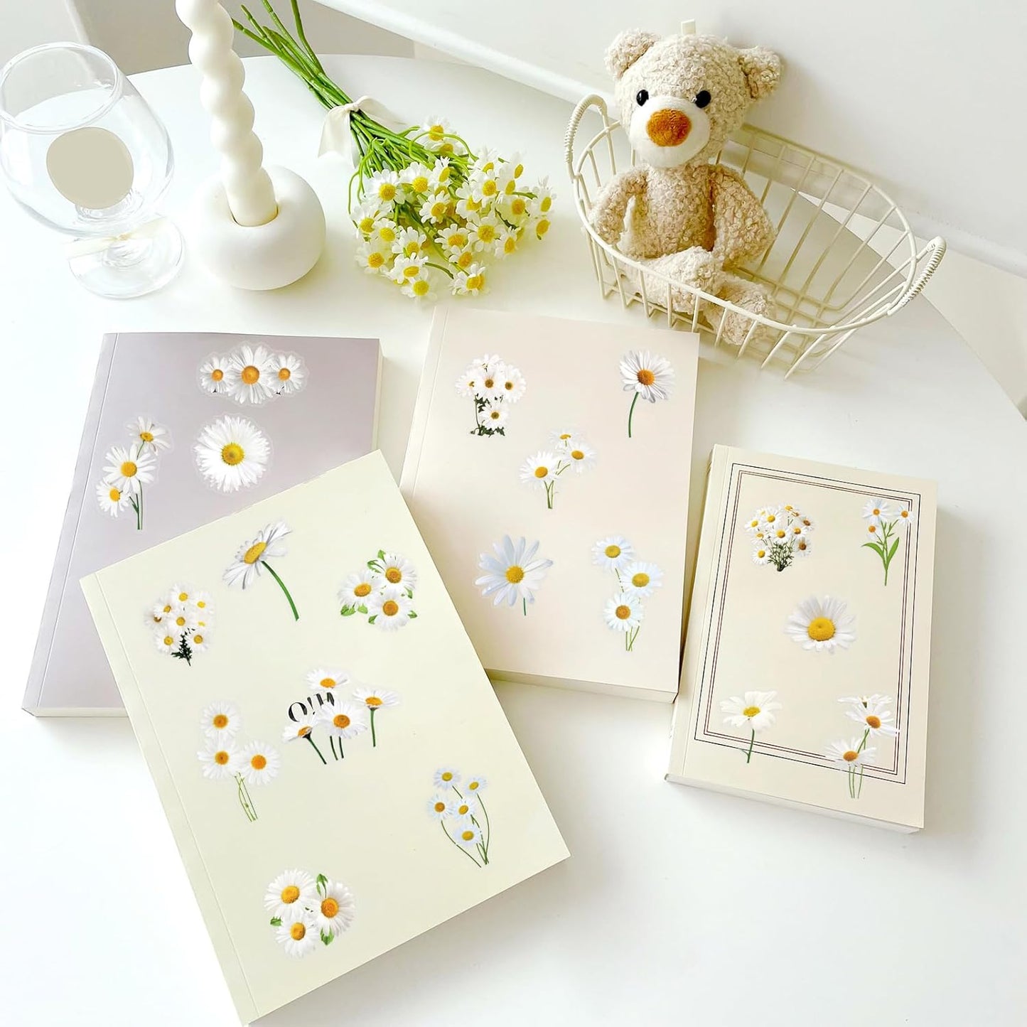 50pcs Transparent Yellow Flower Stickers for Scrapbooking Water Bottles Laptop Journaling,Cartoon Floral Sticker for Teens Planners,Cards,Gifts,Crafts,Art Projects,Glass Potion Bottles(Flower-C)