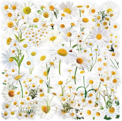 50pcs Transparent Yellow Flower Stickers for Scrapbooking Water Bottles Laptop Journaling,Cartoon Floral Sticker for Teens Planners,Cards,Gifts,Crafts,Art Projects,Glass Potion Bottles(Flower-C)