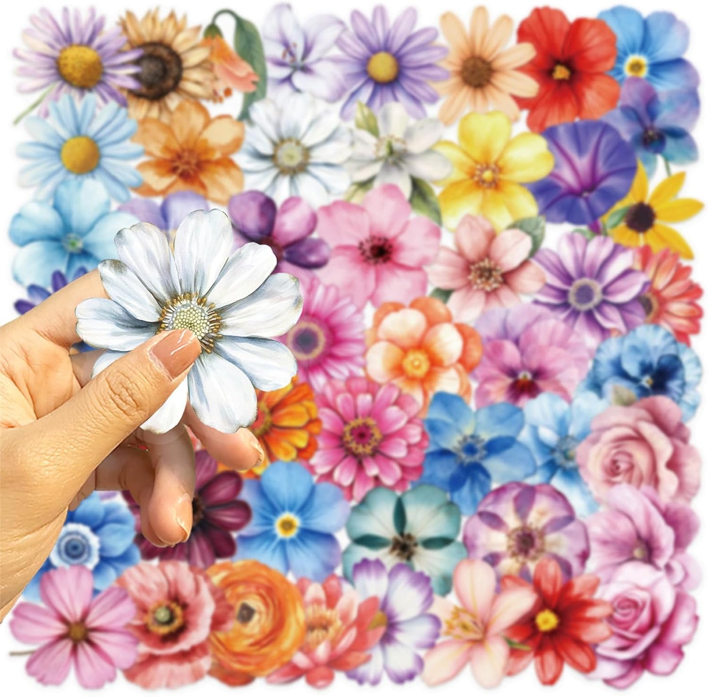 50pcs Transparent Yellow Flower Stickers for Scrapbooking Water Bottles Laptop Journaling,Cartoon Floral Sticker for Teens Planners,Cards,Gifts,Crafts,Art Projects,Glass Potion Bottles(Flower-C)