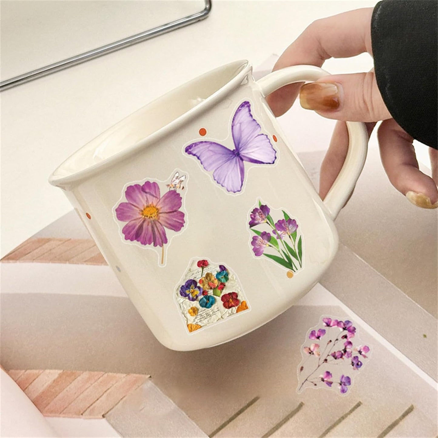 50pcs Transparent Yellow Flower Stickers for Scrapbooking Water Bottles Laptop Journaling,Cartoon Floral Sticker for Teens Planners,Cards,Gifts,Crafts,Art Projects,Glass Potion Bottles(Flower-C)