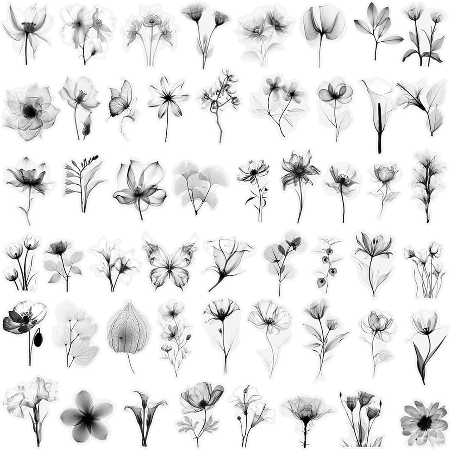 50pcs Transparent Yellow Flower Stickers for Scrapbooking Water Bottles Laptop Journaling,Cartoon Floral Sticker for Teens Planners,Cards,Gifts,Crafts,Art Projects,Glass Potion Bottles(Flower-C)