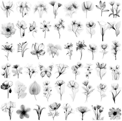 50pcs Transparent Yellow Flower Stickers for Scrapbooking Water Bottles Laptop Journaling,Cartoon Floral Sticker for Teens Planners,Cards,Gifts,Crafts,Art Projects,Glass Potion Bottles(Flower-C)