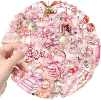 50pcs Transparent Yellow Flower Stickers for Scrapbooking Water Bottles Laptop Journaling,Cartoon Floral Sticker for Teens Planners,Cards,Gifts,Crafts,Art Projects,Glass Potion Bottles(Flower-C)