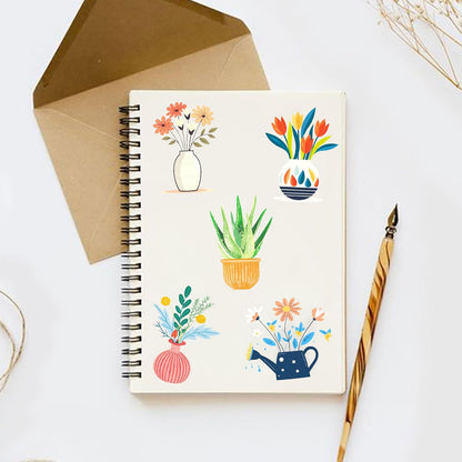 50pcs Transparent Yellow Flower Stickers for Scrapbooking Water Bottles Laptop Journaling,Cartoon Floral Sticker for Teens Planners,Cards,Gifts,Crafts,Art Projects,Glass Potion Bottles(Flower-C)