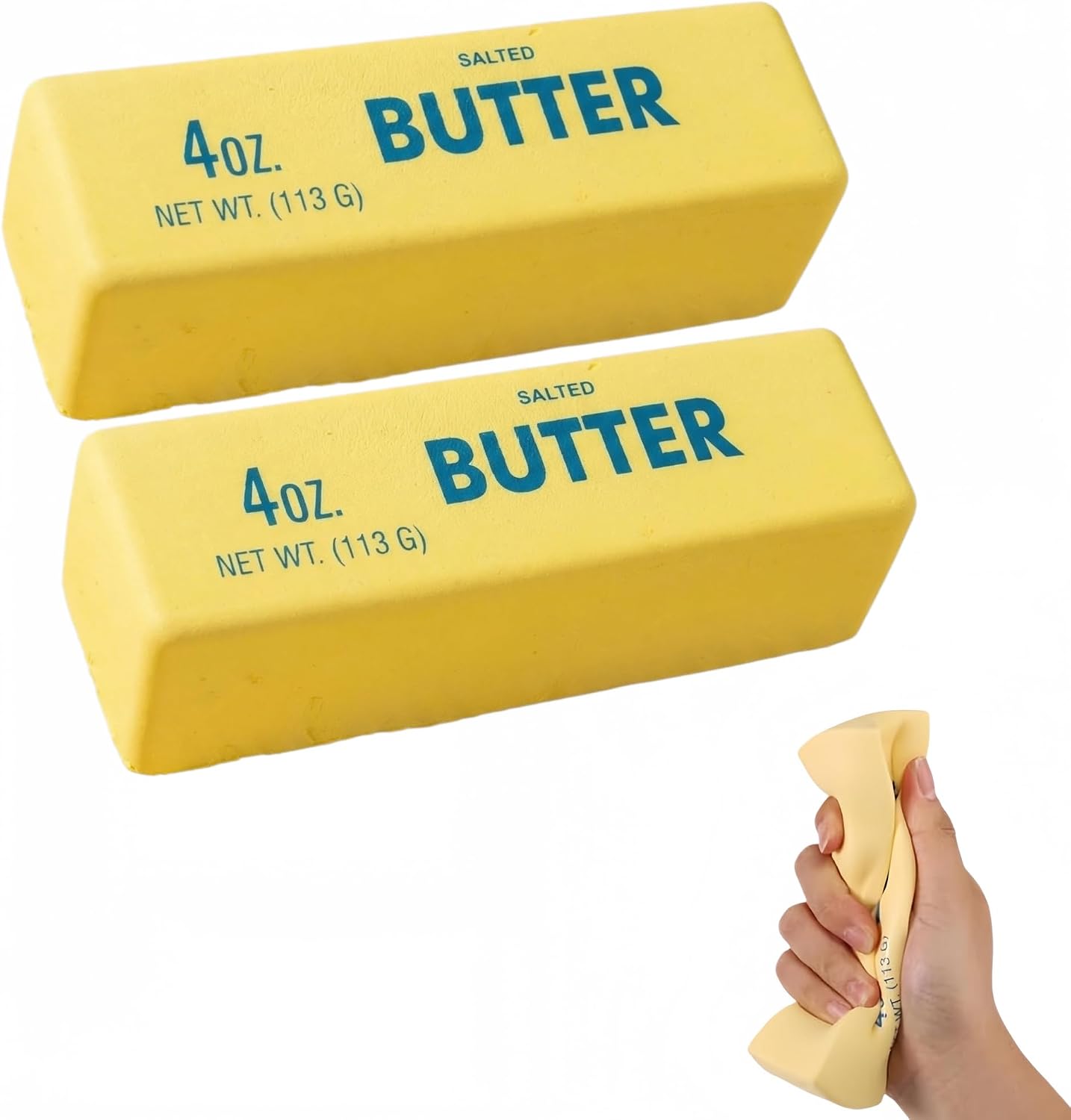 Butter Squishy 2 Pack Slow Rising Squeeze Toys, Yellow Stress Relief Fidget | Slow Rebound Butter Sensory Fidget Toy, Party Favors Birthday Gifts, Adults Office Desk Toys, 2Pcs Butters Stick