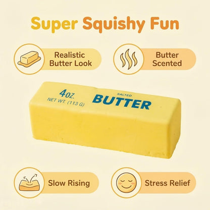 Butter Squishy 2 Pack Slow Rising Squeeze Toys, Yellow Stress Relief Fidget | Slow Rebound Butter Sensory Fidget Toy, Party Favors Birthday Gifts, Adults Office Desk Toys, 2Pcs Butters Stick