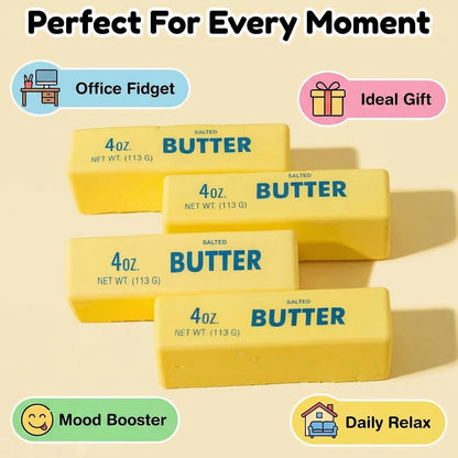 Butter Squishy 2 Pack Slow Rising Squeeze Toys, Yellow Stress Relief Fidget | Slow Rebound Butter Sensory Fidget Toy, Party Favors Birthday Gifts, Adults Office Desk Toys, 2Pcs Butters Stick