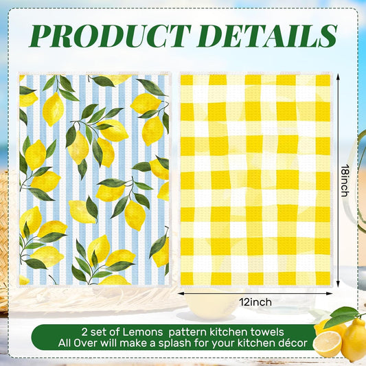 4 Pcs Lemon Soap Dispenser for Kitchen and Bathroom Lemon Lotion Dispenser with Kitchen Towels Box for Bathroom Summer Decor Gift