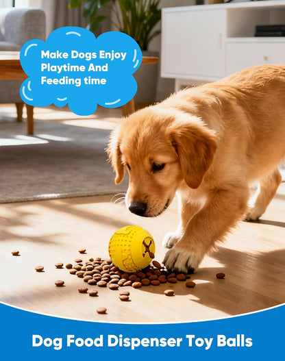 Rubber Dog Chew Toy Ball, Puzzle Feeder Pet Toy -3'' Yellow | Teething Puzzle Feeder Ball, Treat Dispenser Chew Toy, Rolling Rubber Dog Fetch Toy, Interactive Dental Care & Enrichment