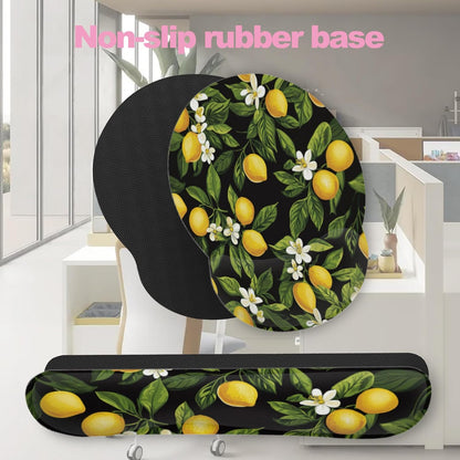Summer Lemon Blossom Ergonomic Wrist Support Keyboard Mouse Wrist Rest Set, Computer Office Comfortable Wrist Rest for Mouse Easy Typing