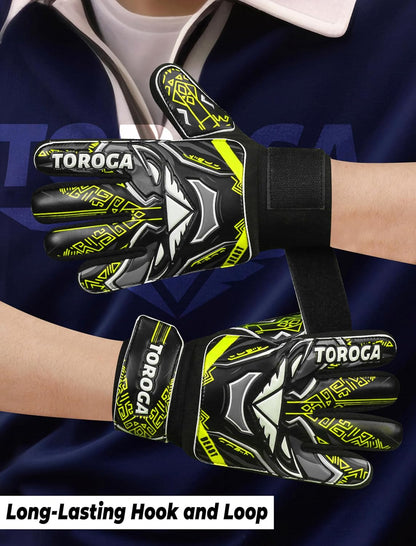 Goalkeeper Gloves for Kids & Youth – Soccer Goalie Gloves, Strong Latex Grip, Double Wrist Support & Breathable Mesh – Boys Football Gloves
