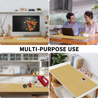 Light Yellow Desk Mat 31.5"x15.7", Desk Matt for Desktop, Waterproof Leather Large Mouse Pad, Computer Mat for Office/Home/Decor