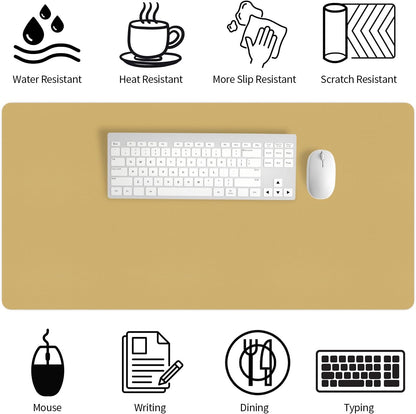 Light Yellow Desk Mat 31.5"x15.7", Desk Matt for Desktop, Waterproof Leather Large Mouse Pad, Computer Mat for Office/Home/Decor