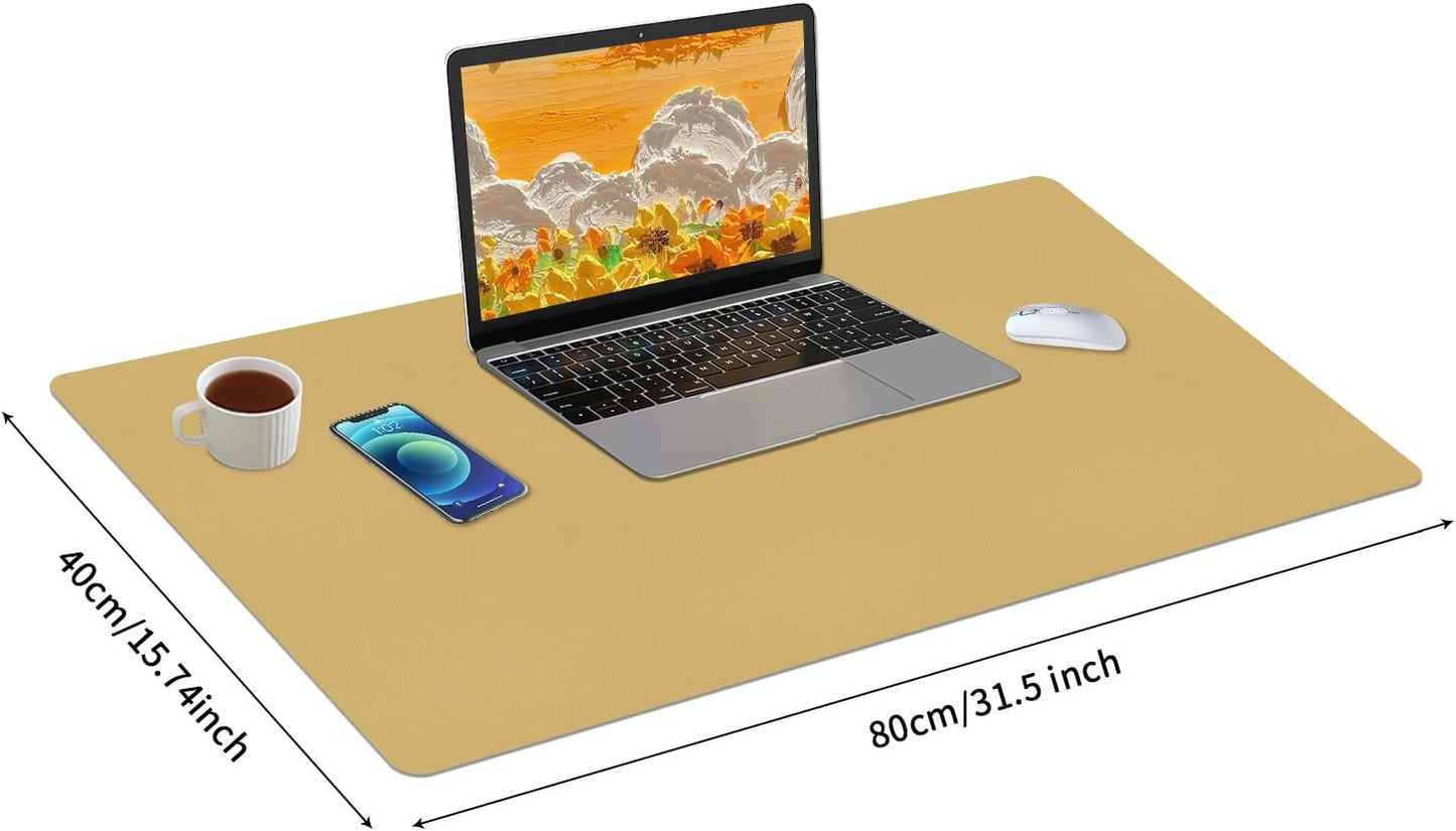 Light Yellow Desk Mat 31.5"x15.7", Desk Matt for Desktop, Waterproof Leather Large Mouse Pad, Computer Mat for Office/Home/Decor