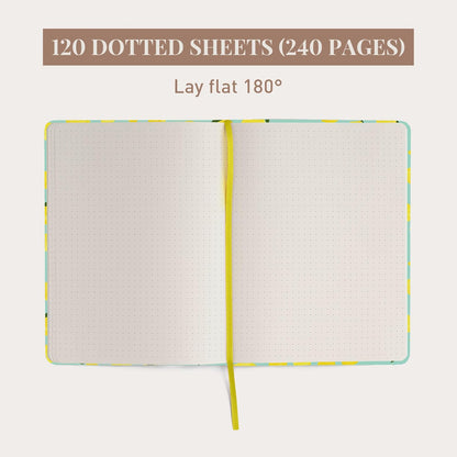 Dotted Journal Notebook, Dot Grid Hardcover Notebook, Thick Paper Journal, Motivational Journal, 8x6 inches, For Notes - (Lemon) notebook