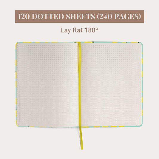 Dotted Journal Notebook, Dot Grid Hardcover Notebook, Thick Paper Journal, Motivational Journal, 8x6 inches, For Notes - (Lemon) notebook