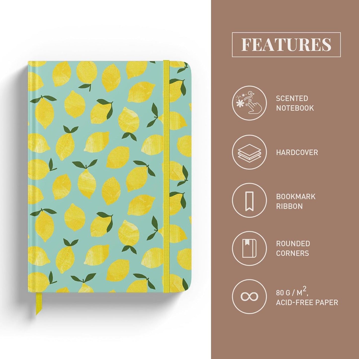 Dotted Journal Notebook, Dot Grid Hardcover Notebook, Thick Paper Journal, Motivational Journal, 8x6 inches, For Notes - (Lemon) notebook