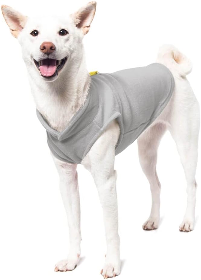 Fleece Vest Dog Sweater, Gray/Yellow, X-Small | Soft warm fleece; Pullover, easy on/off (no zippers); O-ring leash attachment; Machine washable