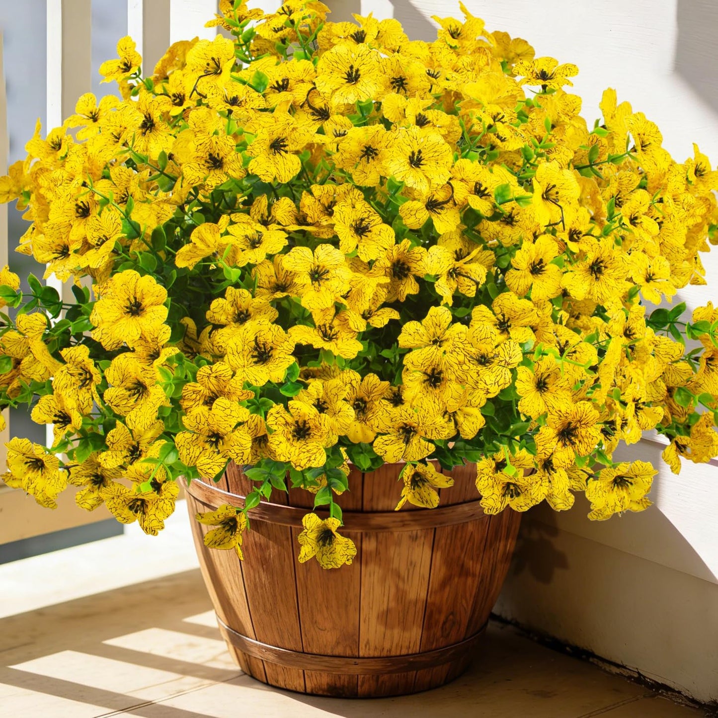 20 Bundles Artificial Flowers for Outdoors, UV Resistant Fake Plants Flowers Greenery Shrubs Plants for Decoration Outside Plants Hanging Planter Home Garden Decor (Yellow)