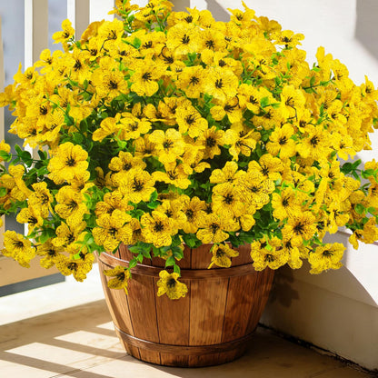 20 Bundles Artificial Flowers for Outdoors, UV Resistant Fake Plants Flowers Greenery Shrubs Plants for Decoration Outside Plants Hanging Planter Home Garden Decor (Yellow)