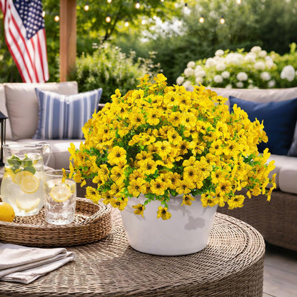 20 Bundles Artificial Flowers for Outdoors, UV Resistant Fake Plants Flowers Greenery Shrubs Plants for Decoration Outside Plants Hanging Planter Home Garden Decor (Yellow)
