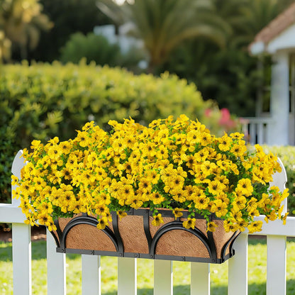 20 Bundles Artificial Flowers for Outdoors, UV Resistant Fake Plants Flowers Greenery Shrubs Plants for Decoration Outside Plants Hanging Planter Home Garden Decor (Yellow)