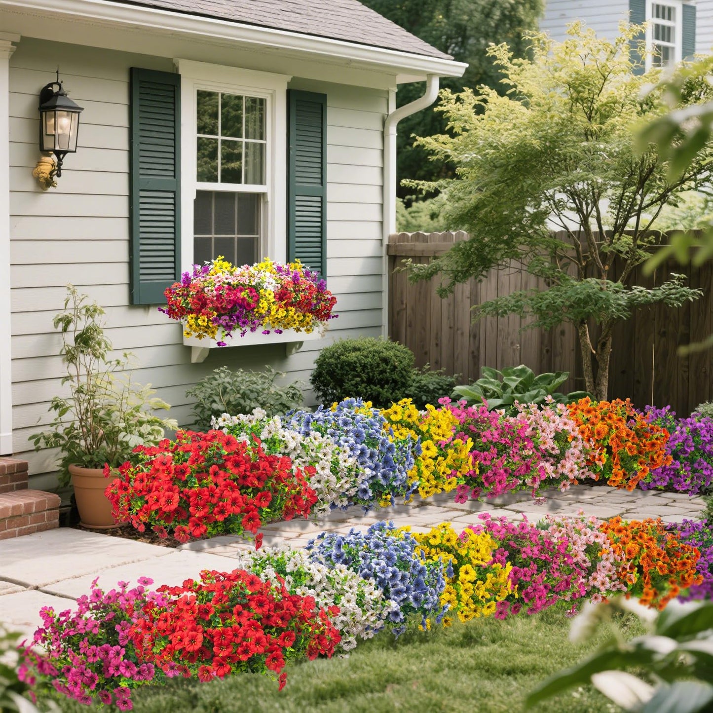 20 Bundles Artificial Flowers for Outdoors, UV Resistant Fake Plants Flowers Greenery Shrubs Plants for Decoration Outside Plants Hanging Planter Home Garden Decor (Yellow)