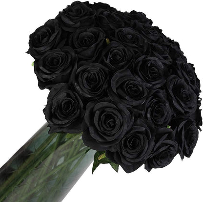 12 PCS Artificial Flowers Roses Silk Flowers Fake Long Stem Artificial Roses for Home Wedding Decorations (Yellow)