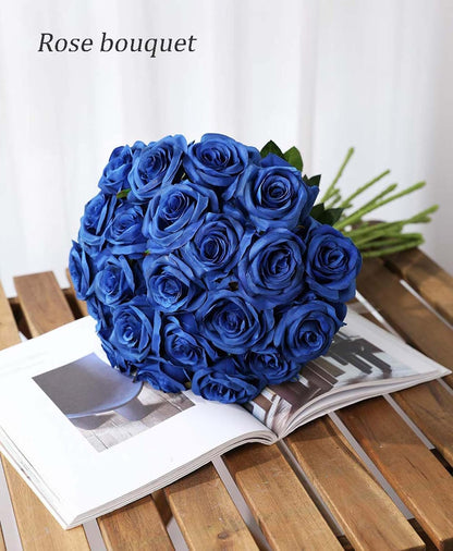 12 PCS Artificial Flowers Roses Silk Flowers Fake Long Stem Artificial Roses for Home Wedding Decorations (Yellow)
