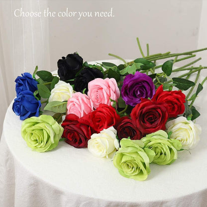 12 PCS Artificial Flowers Roses Silk Flowers Fake Long Stem Artificial Roses for Home Wedding Decorations (Yellow)