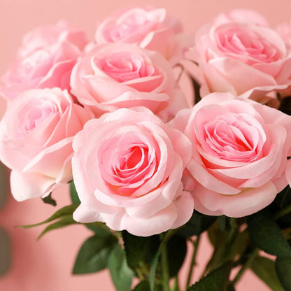 12 PCS Artificial Flowers Roses Silk Flowers Fake Long Stem Artificial Roses for Home Wedding Decorations (Yellow)