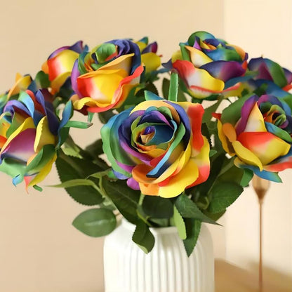 12 PCS Artificial Flowers Roses Silk Flowers Fake Long Stem Artificial Roses for Home Wedding Decorations (Yellow)