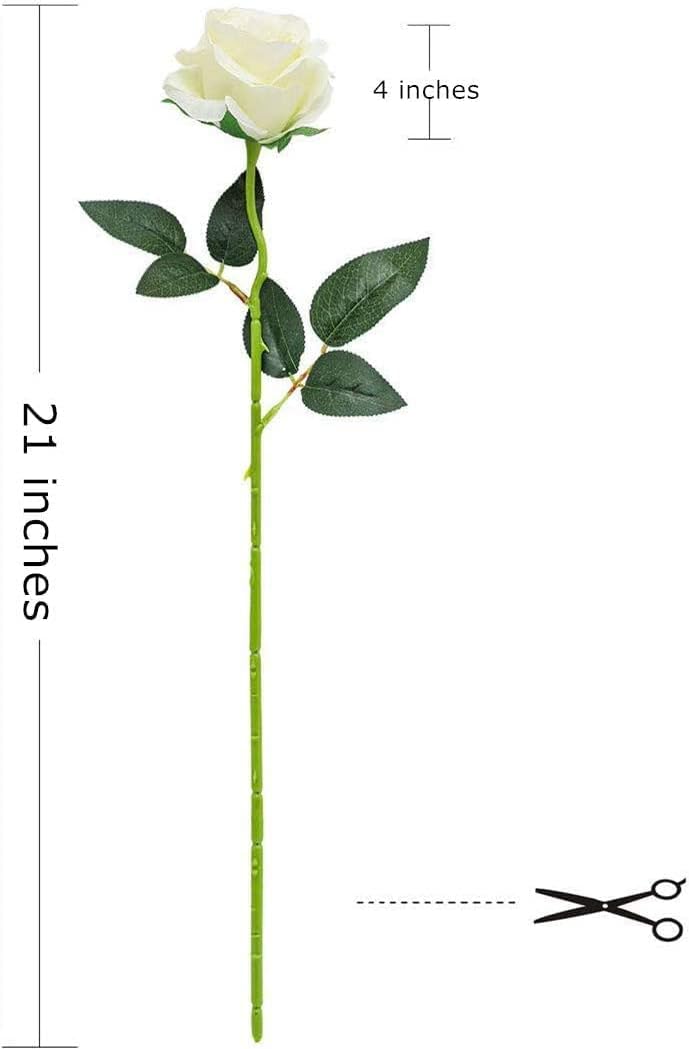 12 PCS Artificial Flowers Roses Silk Flowers Fake Long Stem Artificial Roses for Home Wedding Decorations (Yellow)