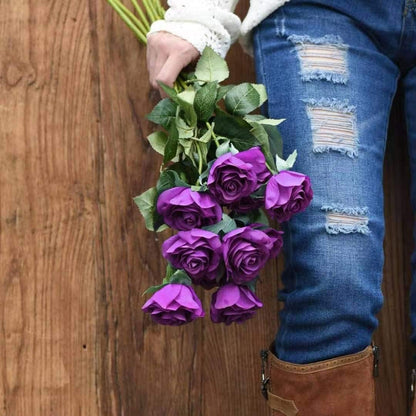 12 PCS Artificial Flowers Roses Silk Flowers Fake Long Stem Artificial Roses for Home Wedding Decorations (Yellow)