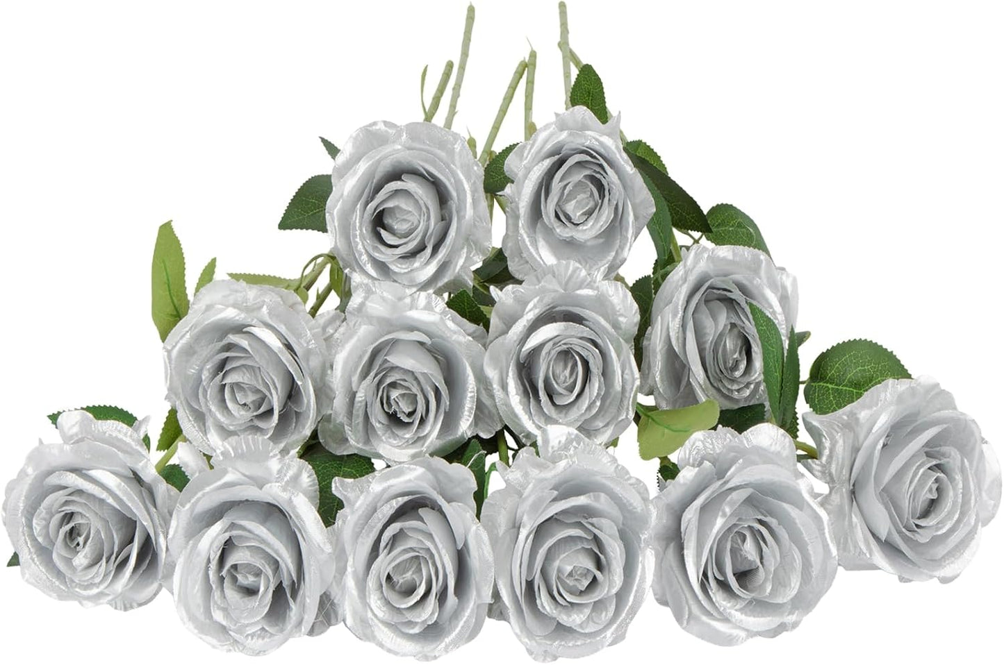 12 PCS Artificial Flowers Roses Silk Flowers Fake Long Stem Artificial Roses for Home Wedding Decorations (Yellow)