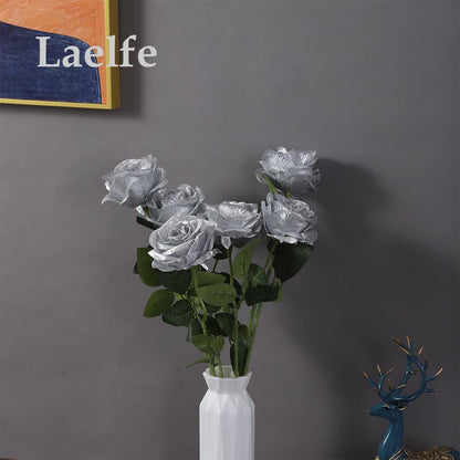 12 PCS Artificial Flowers Roses Silk Flowers Fake Long Stem Artificial Roses for Home Wedding Decorations (Yellow)