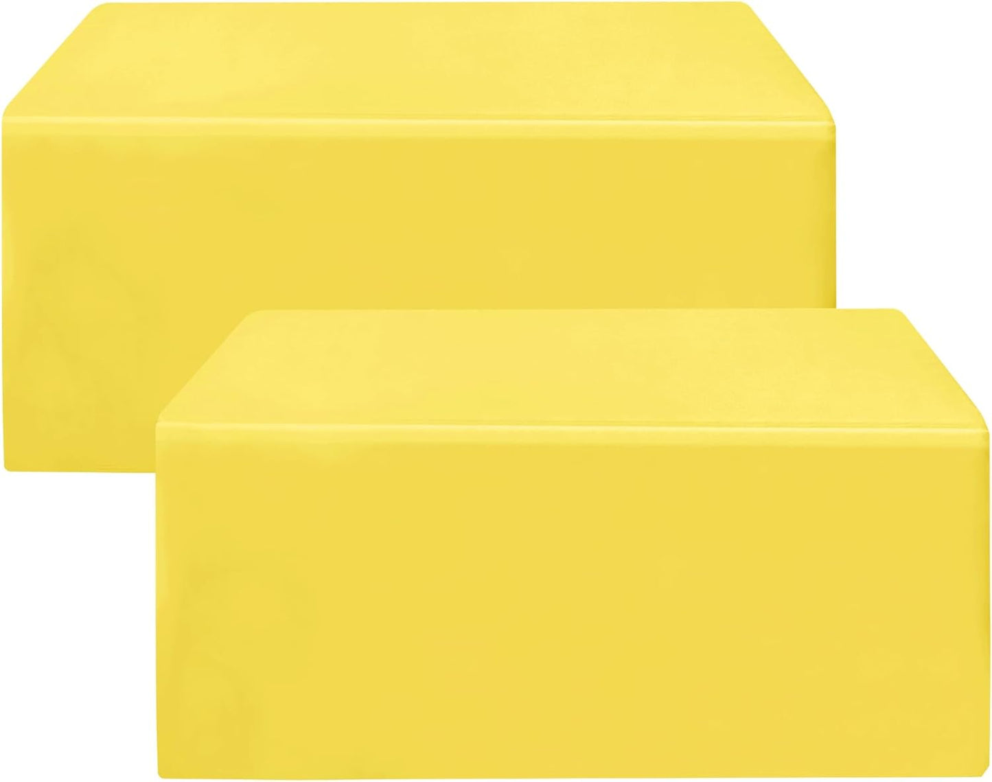 2 Pack Fitted Yellow Tableclothes - 48 x 24 Inch - Rectangle Tablecloths for 4 Foot Tables, Polyester Fabric Table Covers for Parties, Baby Shower, Wedding, Trade Show