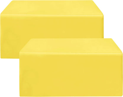 2 Pack Fitted Yellow Tableclothes - 48 x 24 Inch - Rectangle Tablecloths for 4 Foot Tables, Polyester Fabric Table Covers for Parties, Baby Shower, Wedding, Trade Show