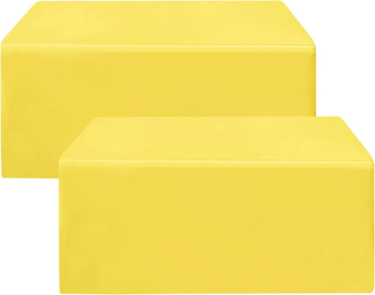 2 Pack Fitted Yellow Tableclothes - 48 x 24 Inch - Rectangle Tablecloths for 4 Foot Tables, Polyester Fabric Table Covers for Parties, Baby Shower, Wedding, Trade Show