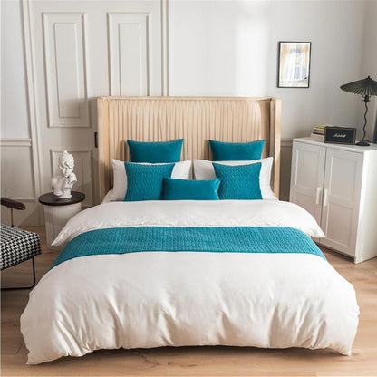 End of Bed Throw Runner,Bed Runners & Scarves Quilted, Bed Scarf and Matching Pillow Covers for Hotel(Yellow B,2 x Pillowcase 30x50cm)